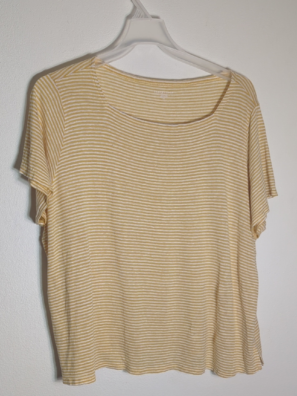 Eileen Fisher Womens Shirt 100% Organic Linen Quiet Luxury Butter Yellow 2X